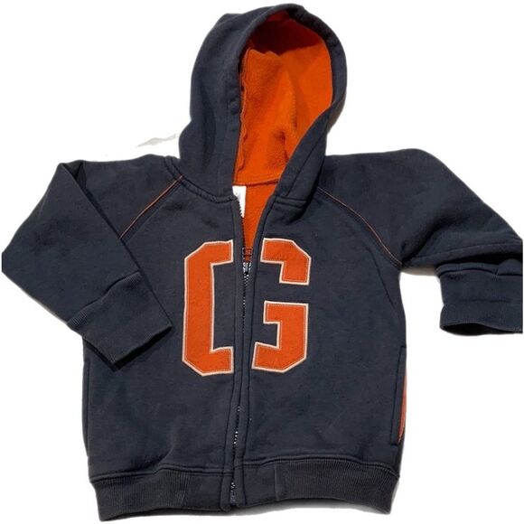 GAP | Baby Boys Navy Blue Full zip Hoodie SWEATSHIRT Size 2T Orange - Picture 1 of 7